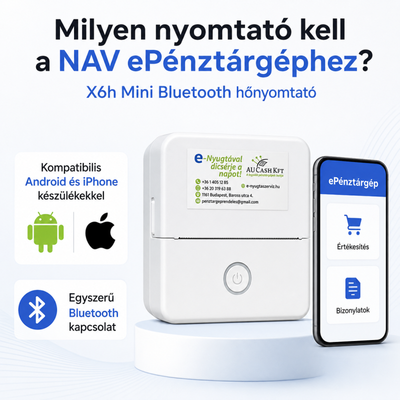 X6h-mini Bluetooth hőnyomtató NAV ePénztárgép alkalmazáshoz